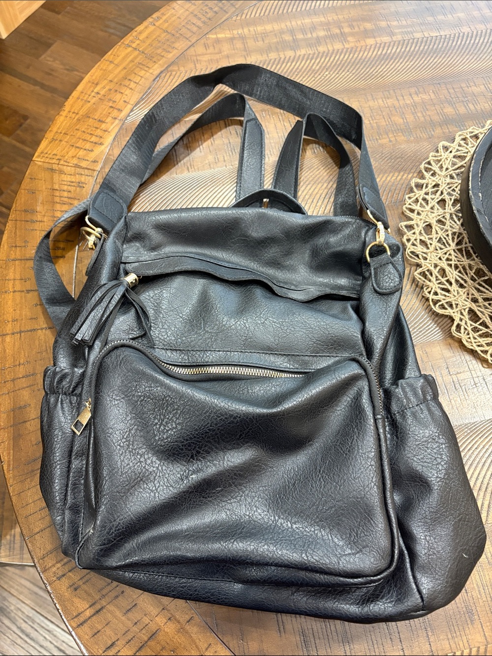 Women's Black Faux Leather Backpack Purse - Versatile Everyday Bag